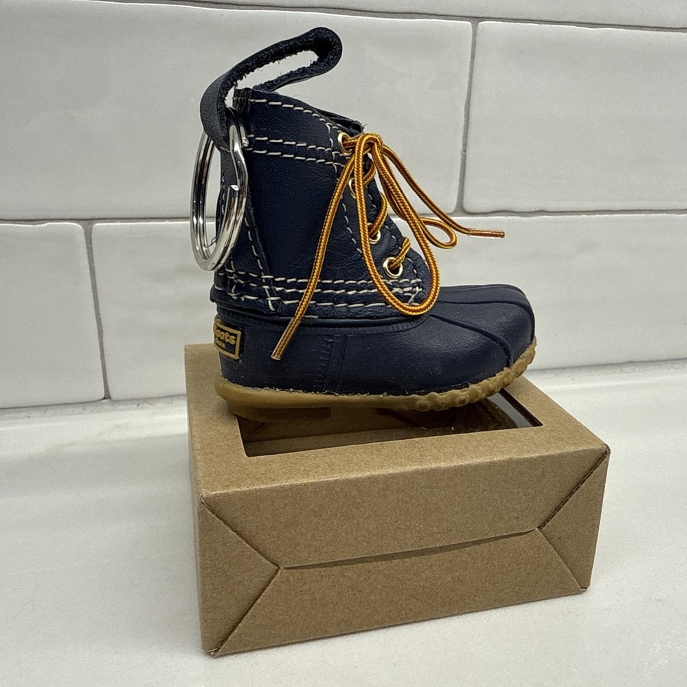 LL Bean Blue (Bean Boot) Keychain Duck Boot Leather / Rubber - NEW - Fast Ship!